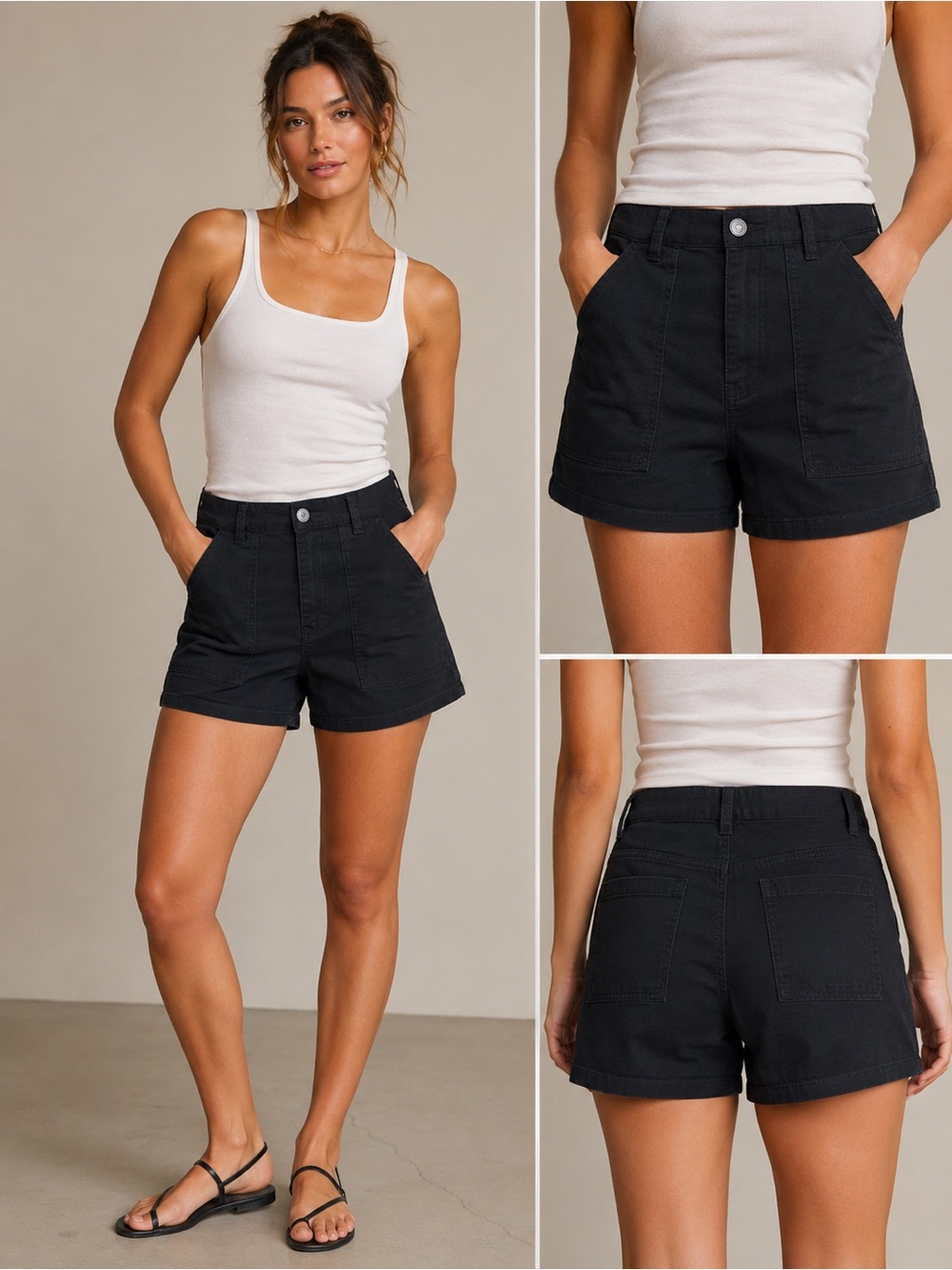 Hudson Black High Rise Pockets Casual Utility Shorts size 28